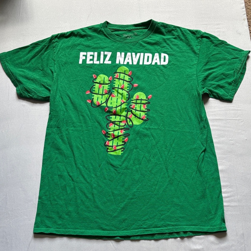 Green Feliz Navidad Cactus T-Shirt